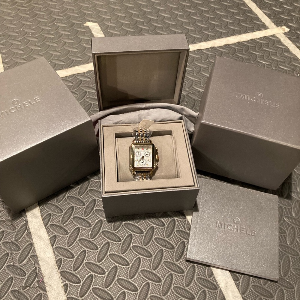 NWT Michele Deco Day Two-Tone Diamond Dial Watch